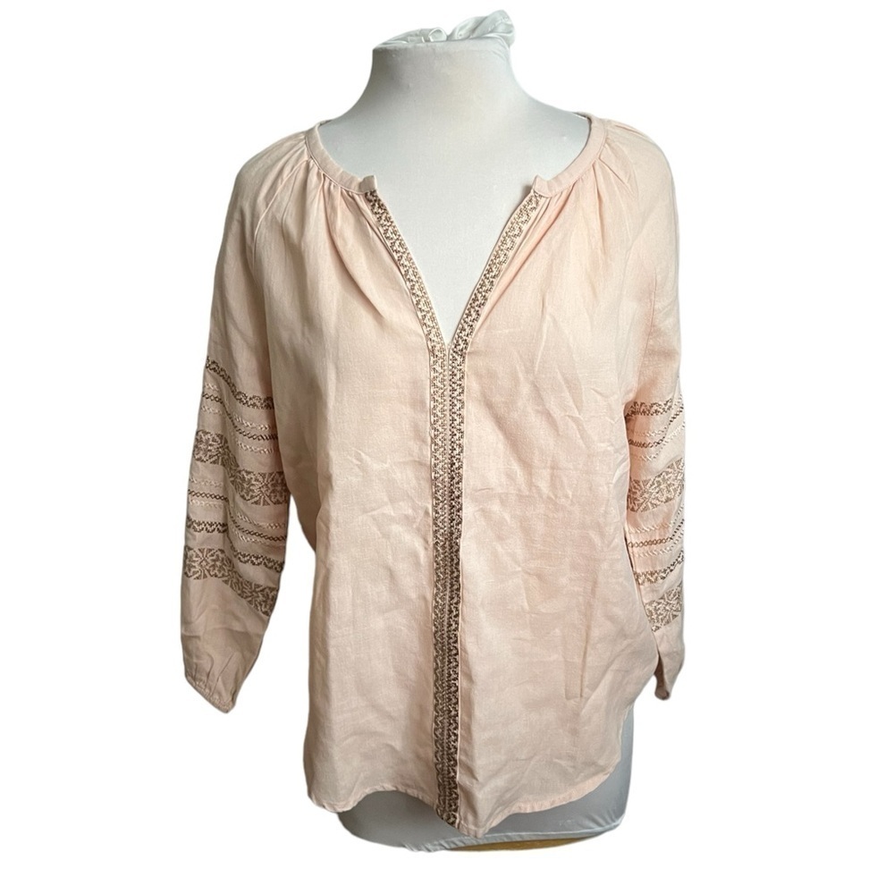 Roller Rabbit Malm Cross Stitch Embroidered Blouse - Small